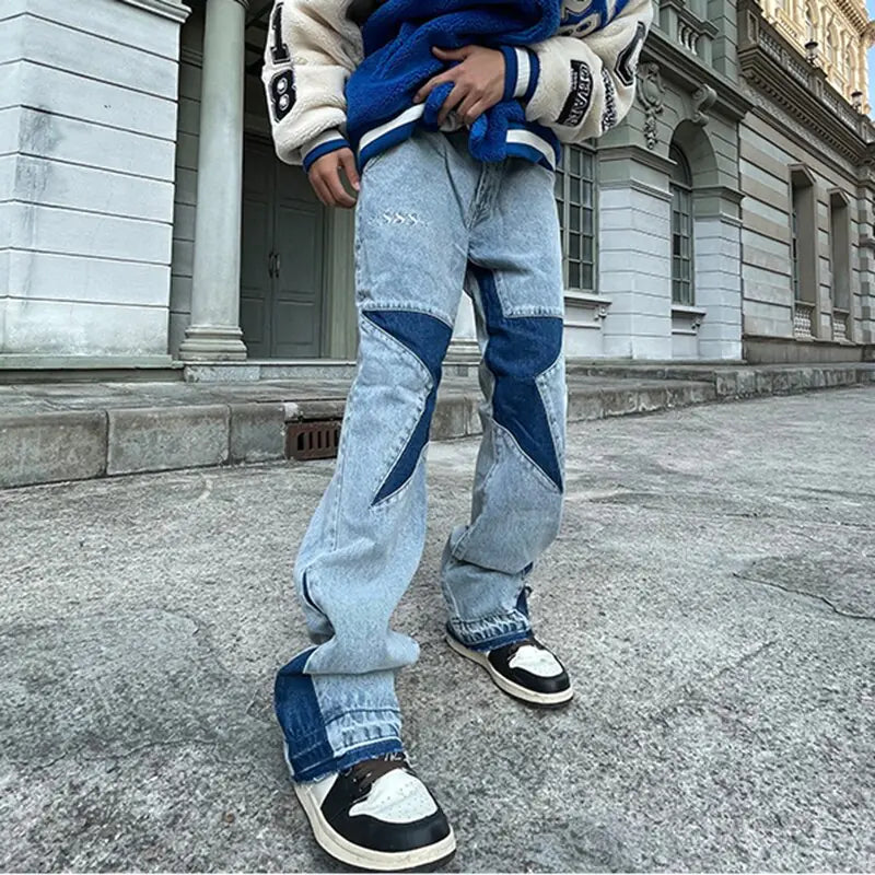 Blue Star Print Cargo Jeans