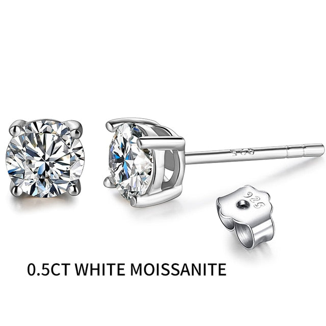 2CT Moissanite Stud Earrings - 925 Silver