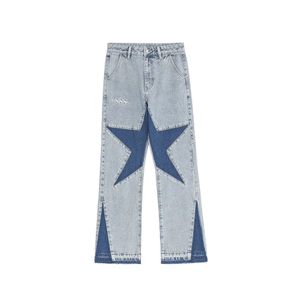 Blue Star Print Cargo Jeans