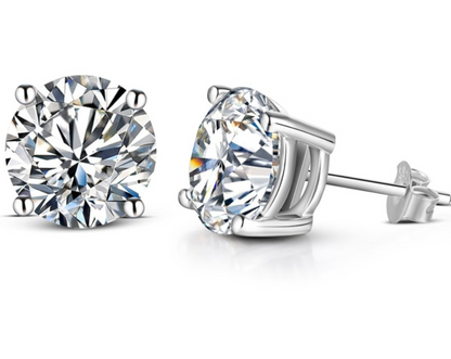 2CT Moissanite Stud Earrings - 925 Silver